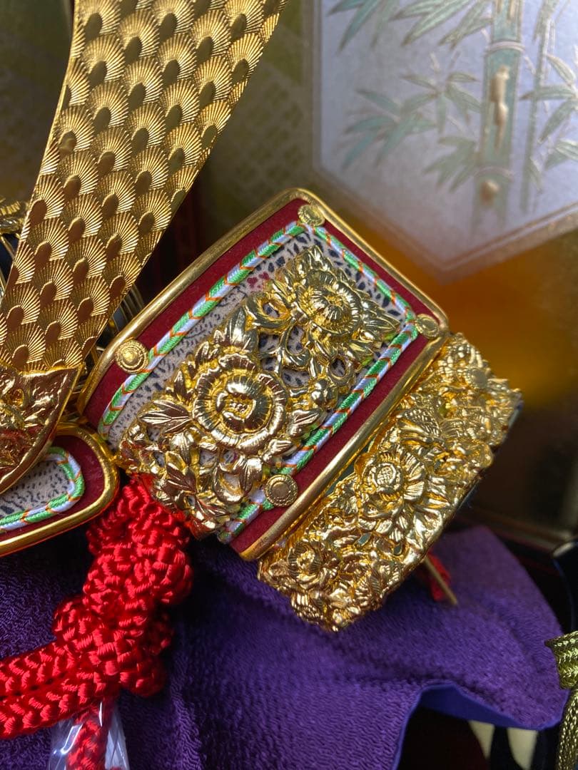 東京久月　五月人形　家紋付き兜飾り収納セット