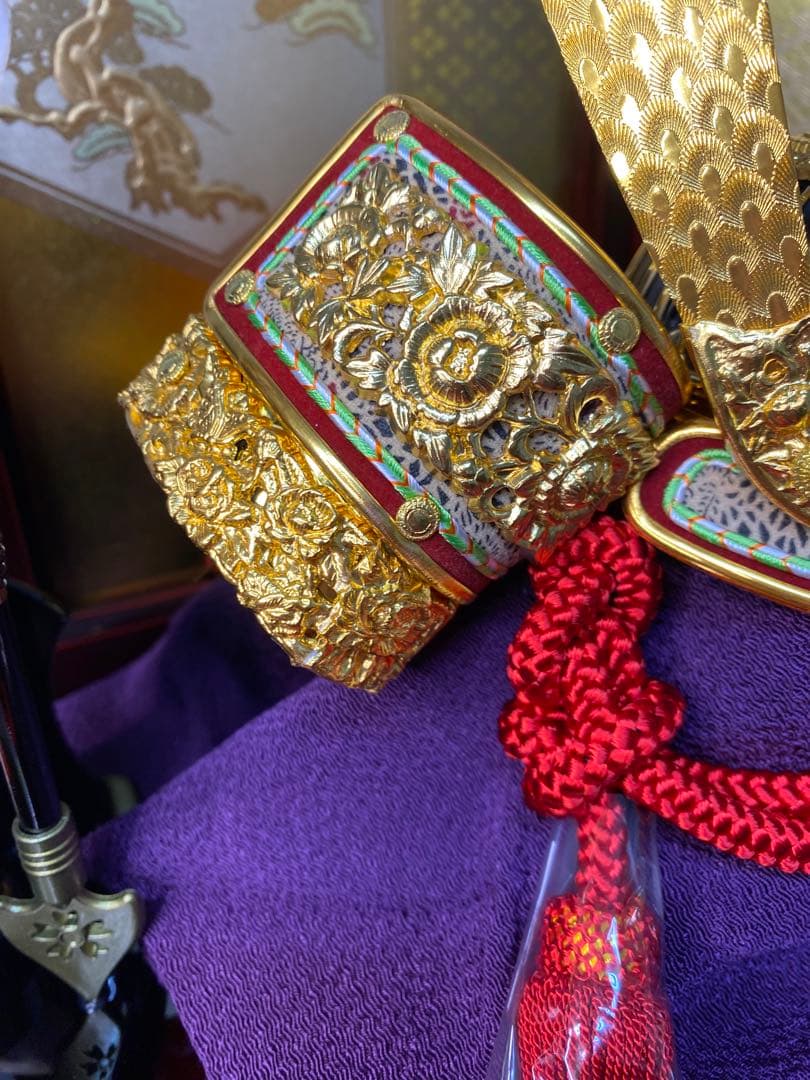 東京久月　五月人形　家紋付き兜飾り収納セット