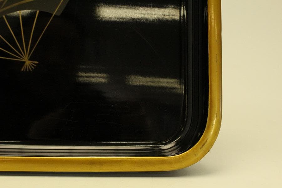 扇蒔絵 四方 廣蓋 煎茶盆 香盆(ZE705)