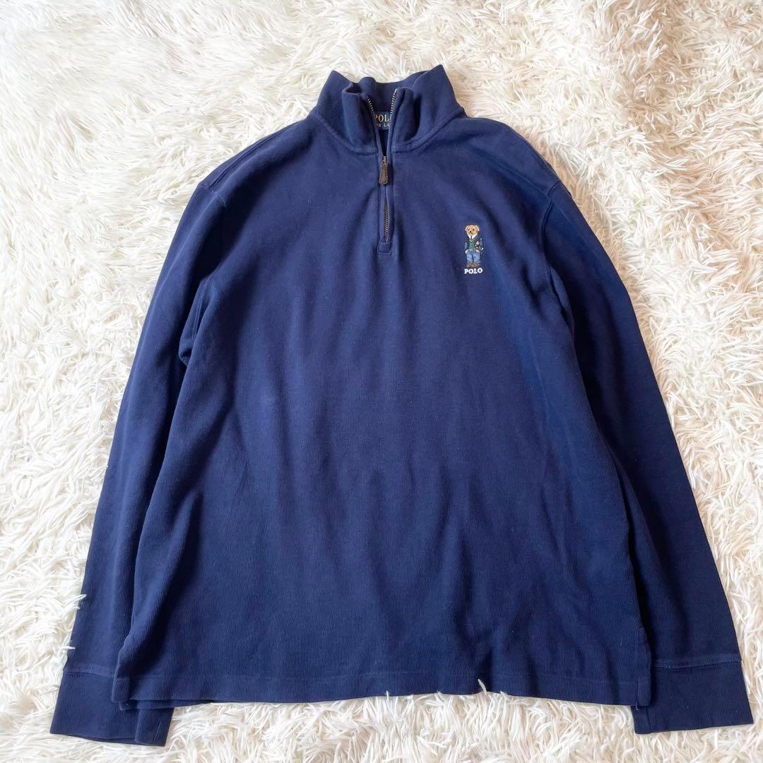 ポロラルフローレン ポロベア刺繍 ハーフジップスウェット ネイビー M相当