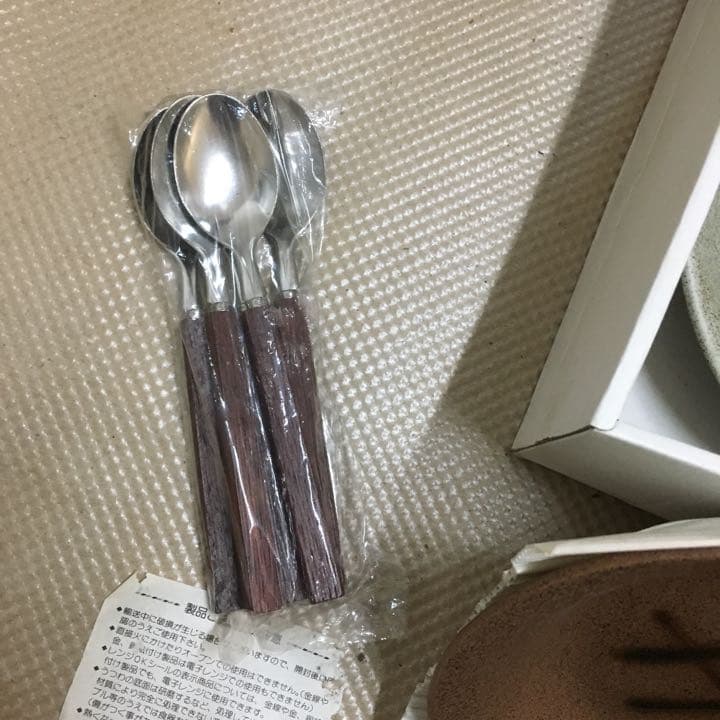 0581　美濃焼 深山窯 皿 コップ スプーン 5客セット