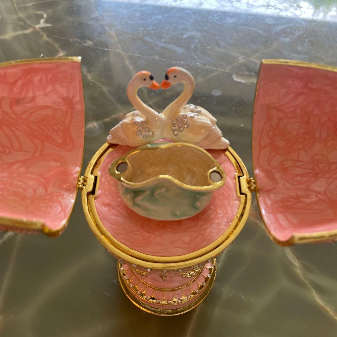 ファベルジェ インペリアルイースターエッグ風 オルゴール 白鳥 (17cm)