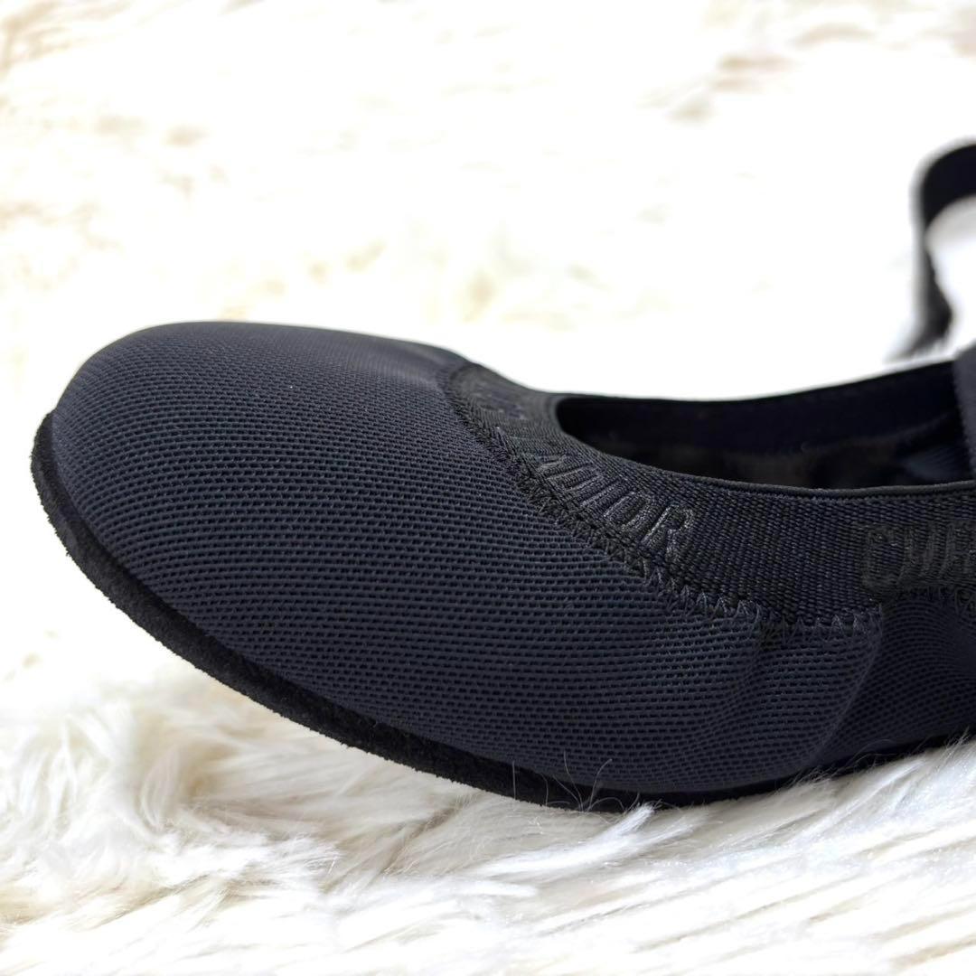 【新品同様】ディオール 　ロゴデザイン　リボン バレエ シューズ ブラック