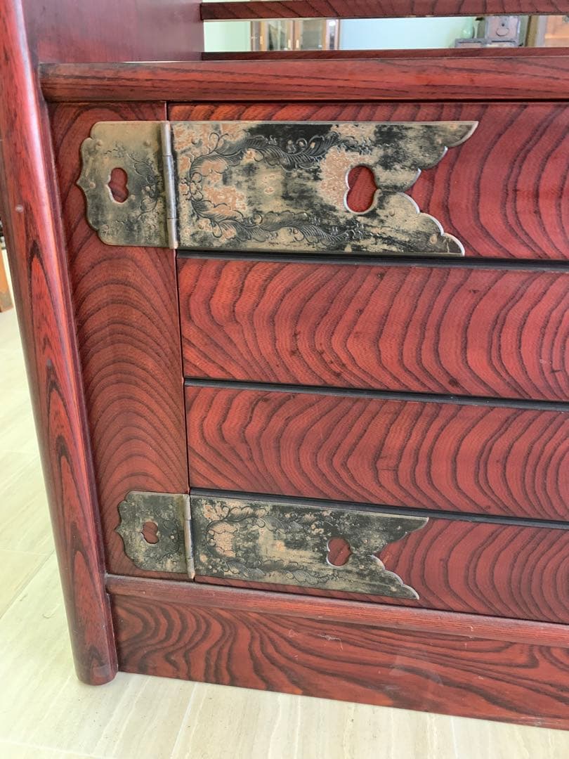 木製伝統的日本棚、3引き出し付き