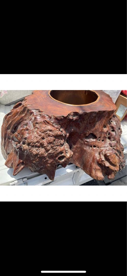 ２８０cm 銘木？（楠木か屋久杉か) 火鉢　超貴重品　高級美術品　鑑賞品