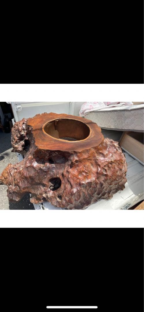 ２８０cm 銘木？（楠木か屋久杉か) 火鉢　超貴重品　高級美術品　鑑賞品