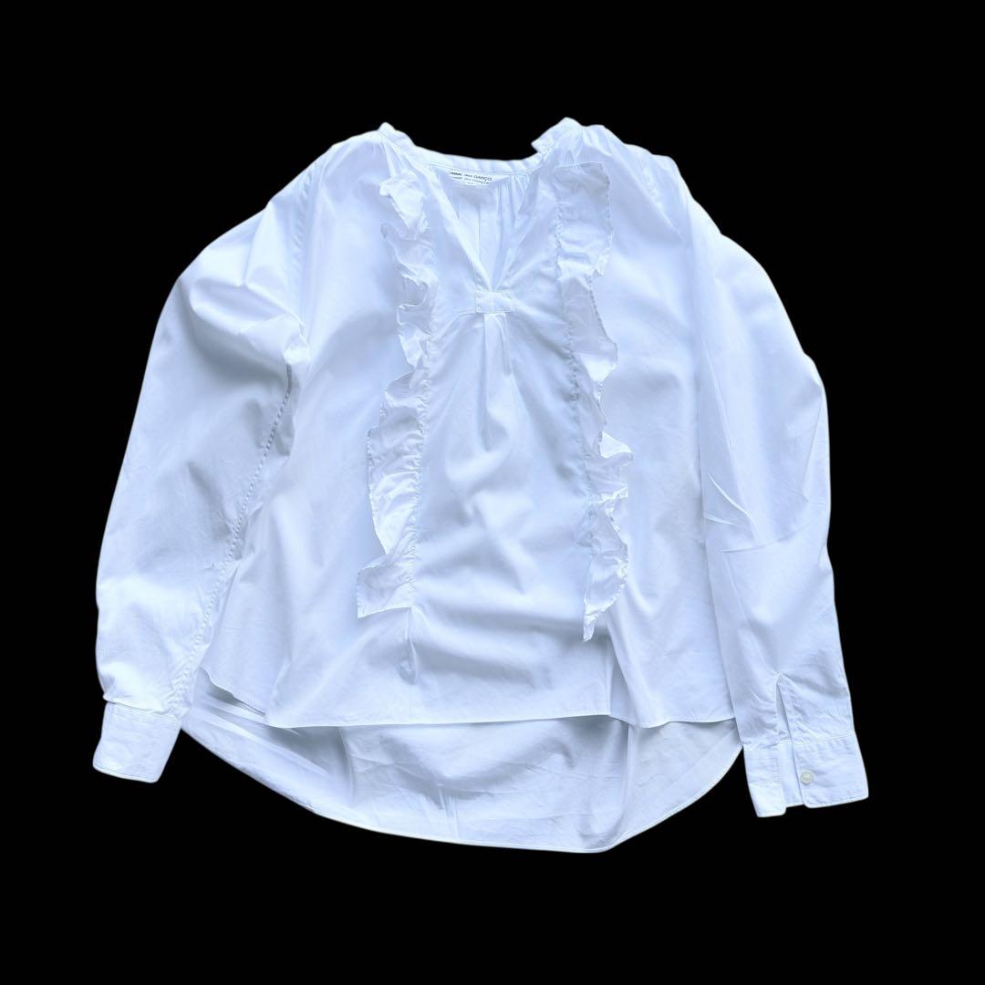 コムデギャルソン　白長袖シャツ　フリル付き　フランス製　美品