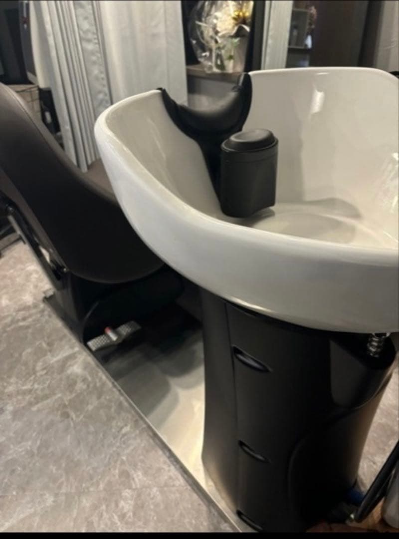 シャンプー部分【美品】シャンプー台、回転電動セットイス