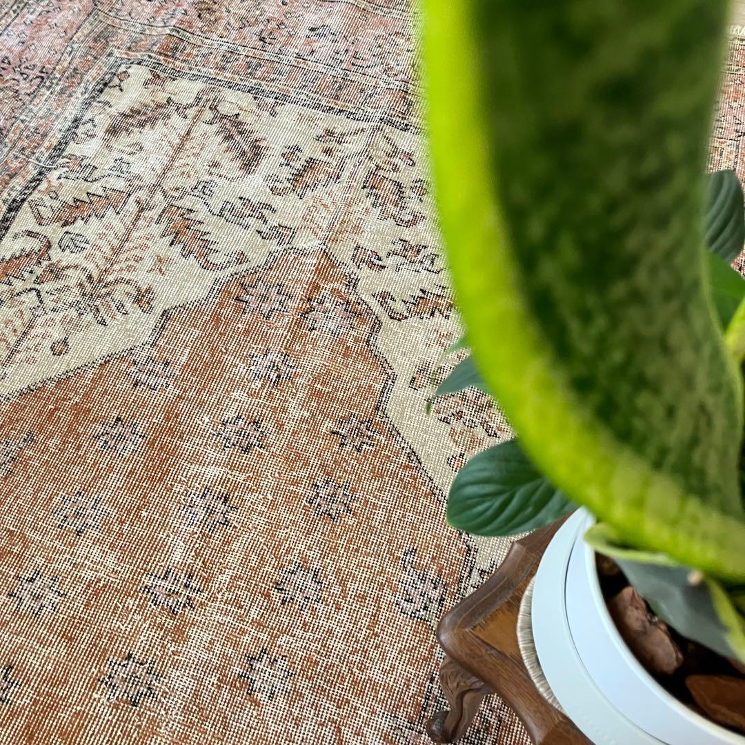 超大判157×269品メダリオン　コーラルピンク　ミルク　トルコヴィンテージラグ