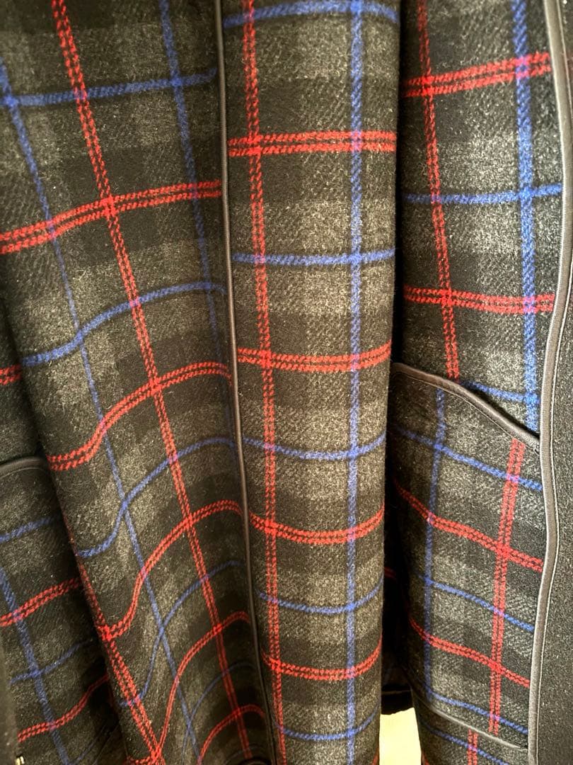 ロンドントラディション　ノーカラーウールコート　黒✖️チェック　再お値下げ