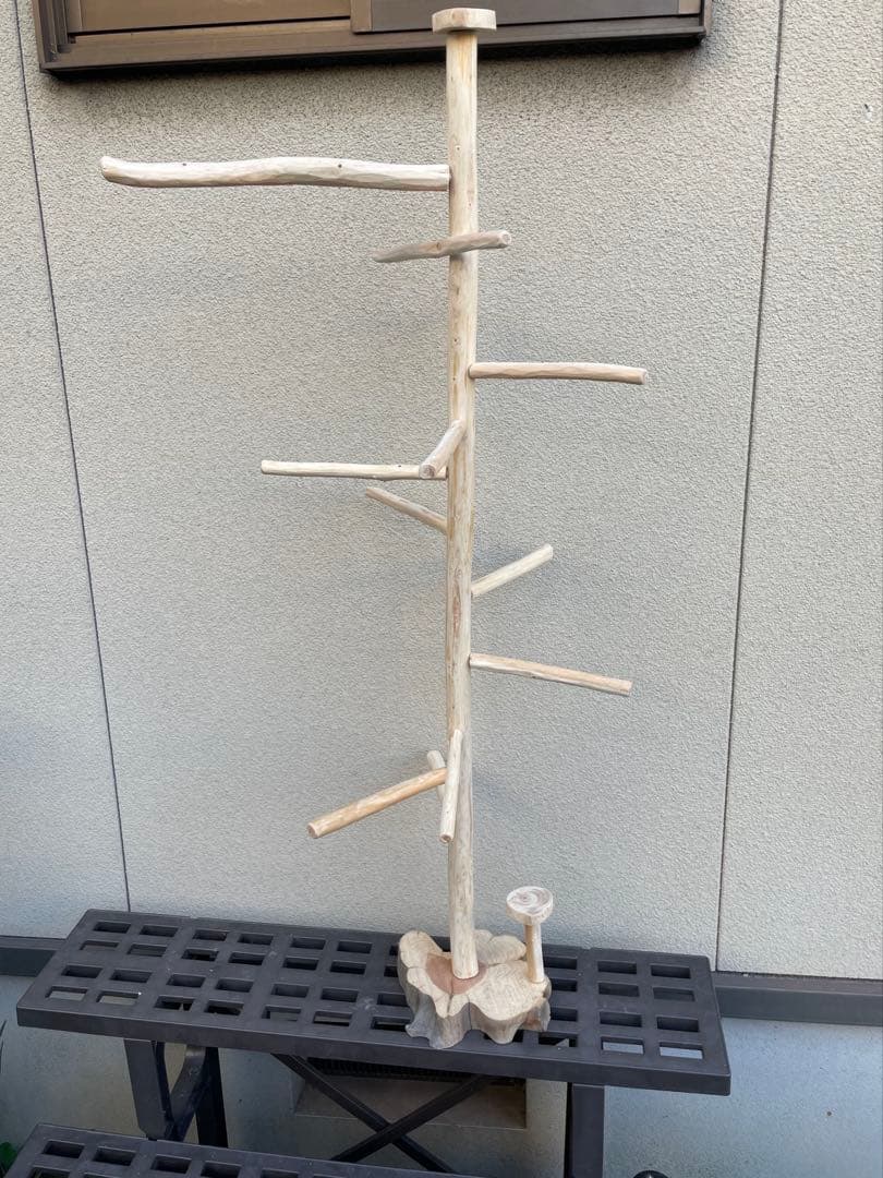 国産ヒノキ　鳥用止まり木　スタンド　アスレチック　約113センチ