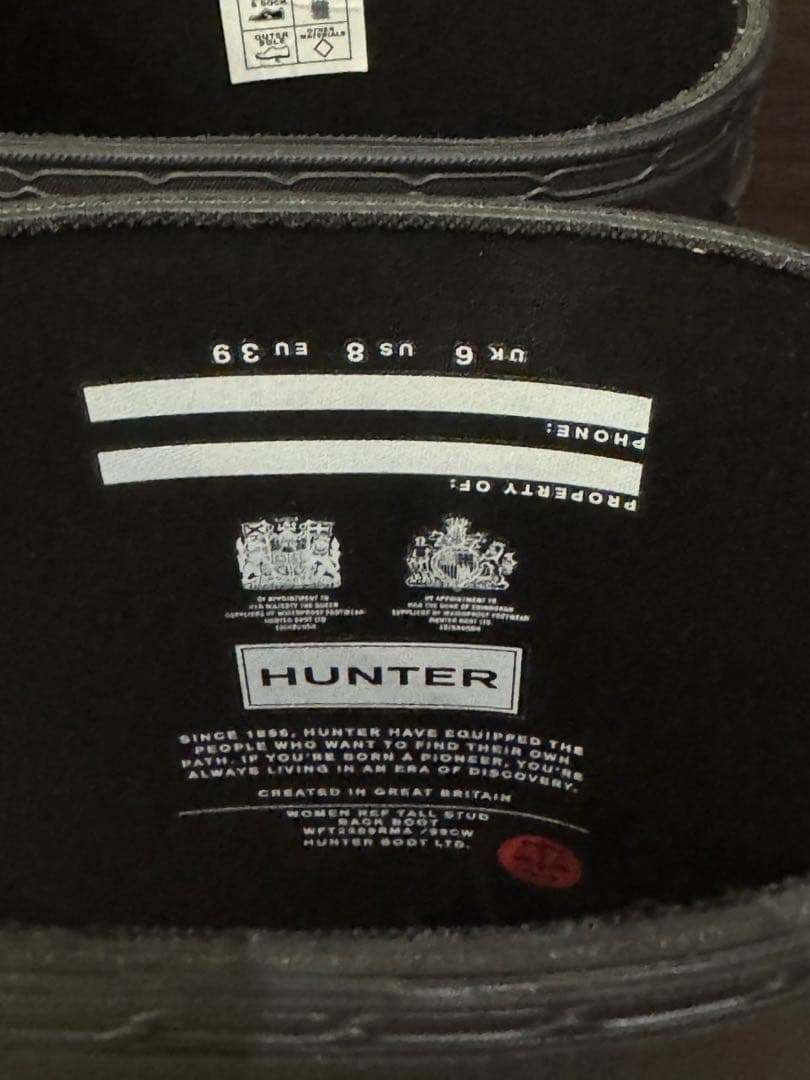 HUNTER ブラック ロングブーツ　25cm