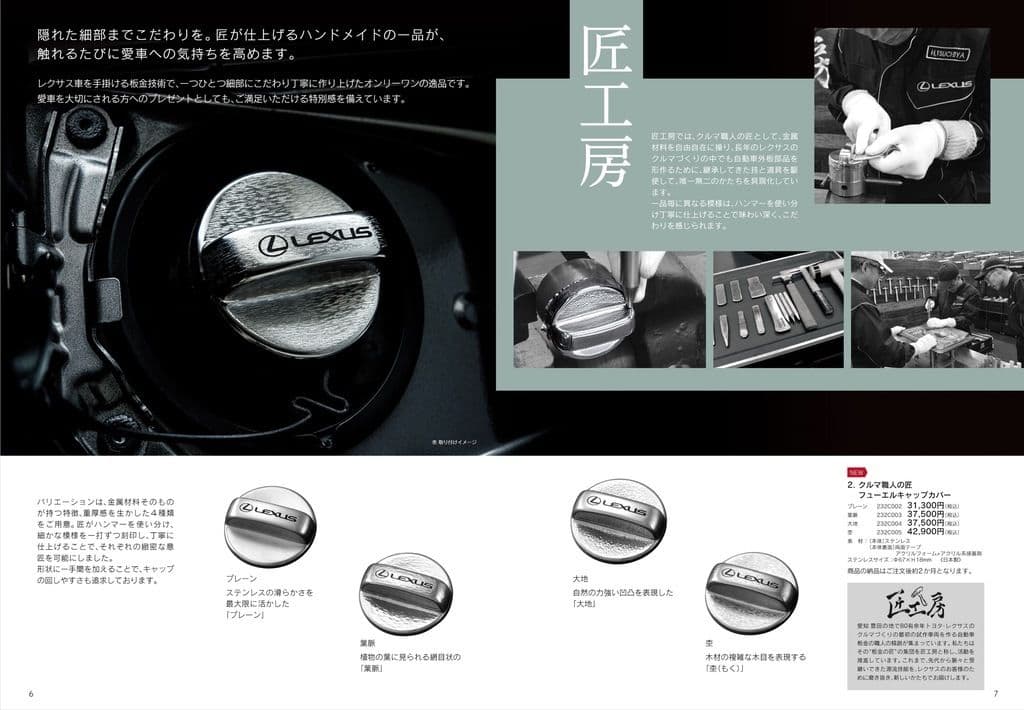 新品　レクサス　クルマ職人の匠 フューエルキャップカバー　大地