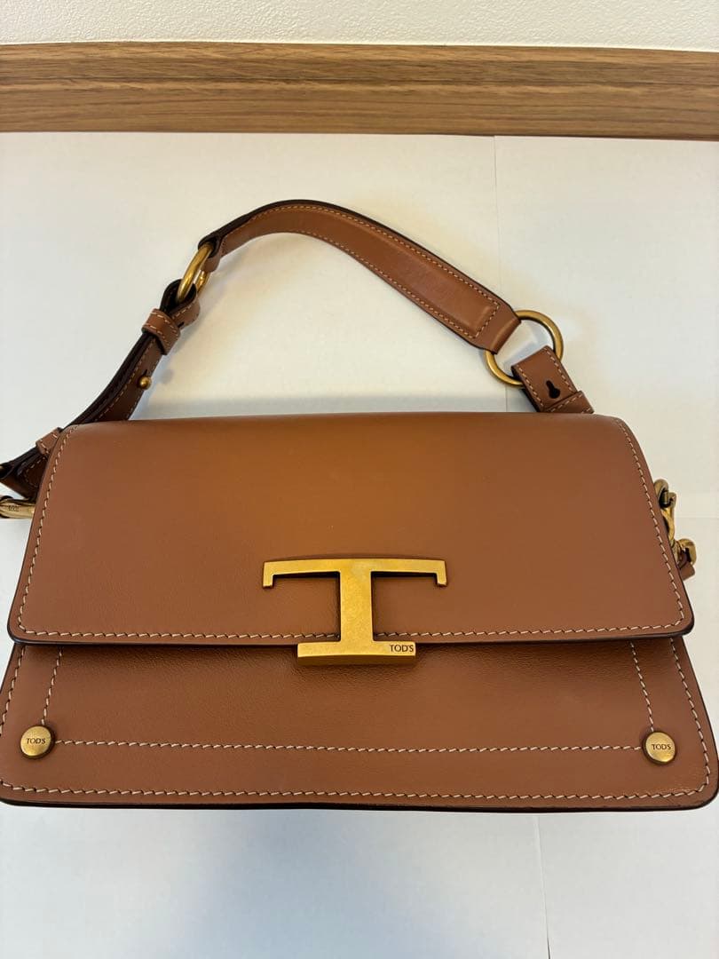 トッズ TOD'S T タイムレス ショルダーバッグ ミニ レザー ブラウン