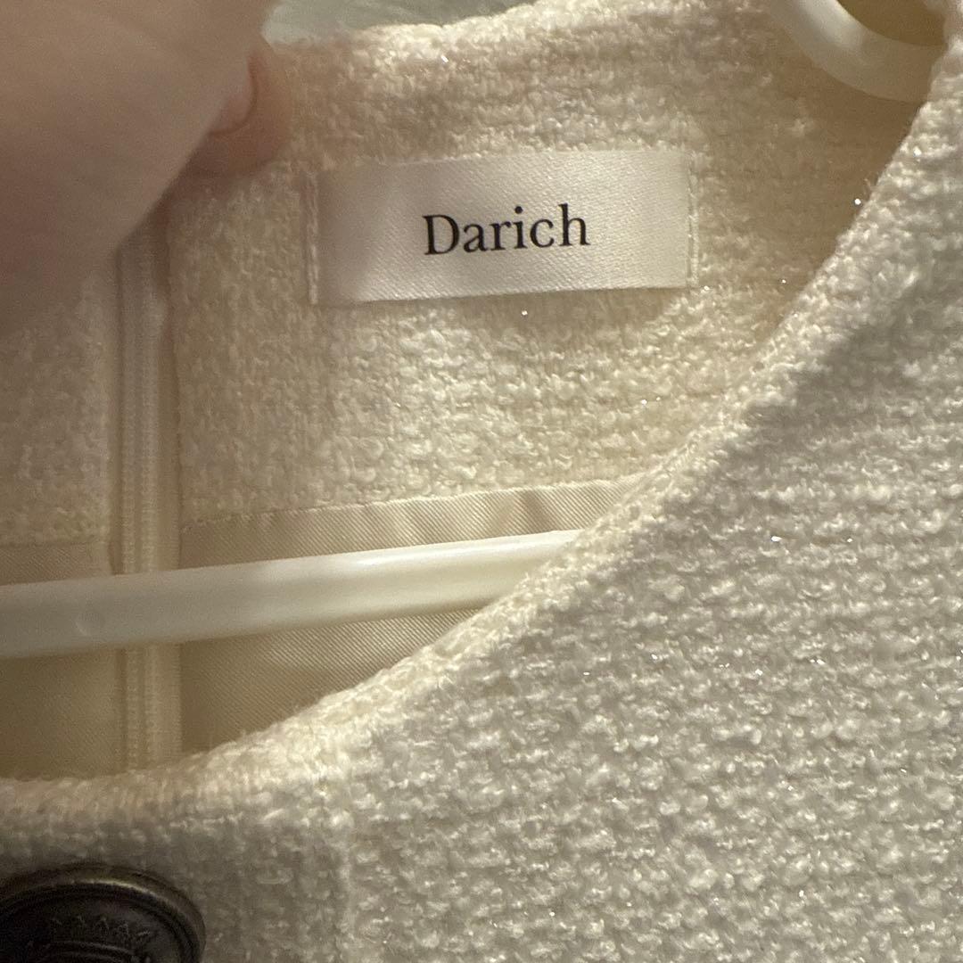 Darich ダーリッチ ボックスプリーツツイードミニワンピース ホワイト