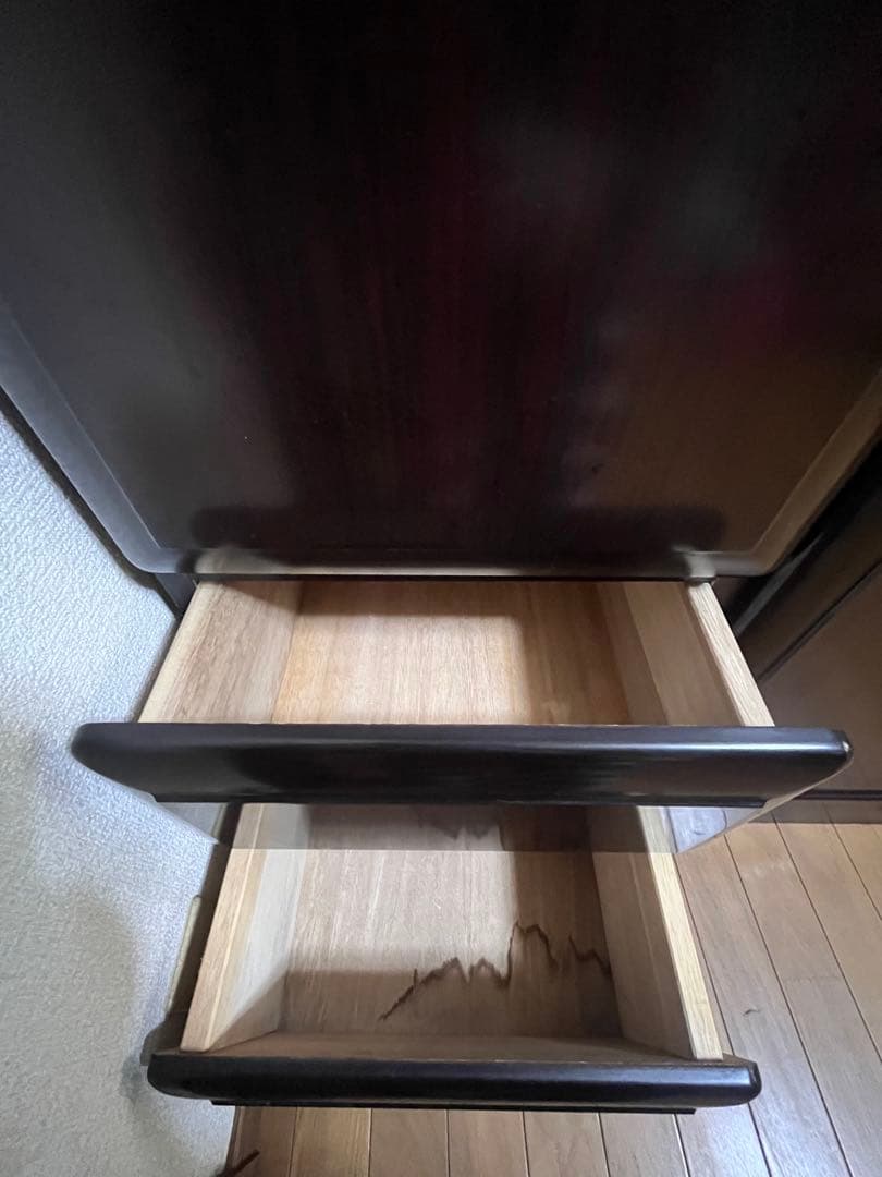 アンティーク 洋服タンス 収納 ダークブラウン 3扉 引き出し ミラー付き