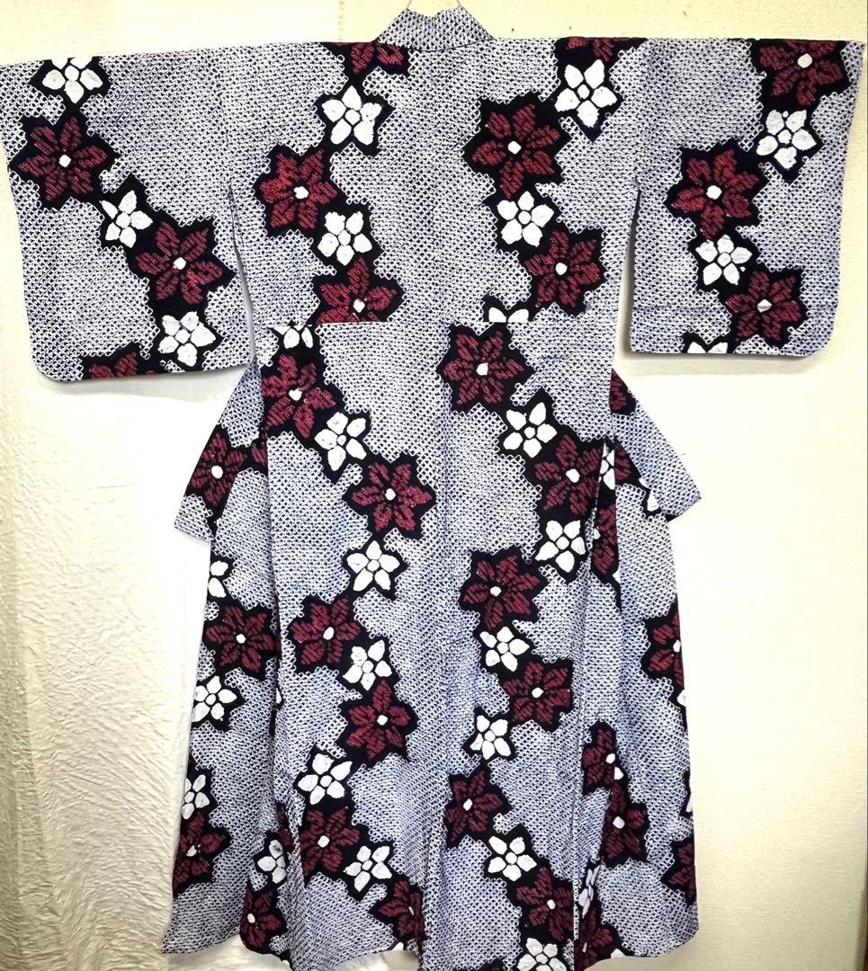 有松鳴海絞り　浴衣　花つなぎ　（221）