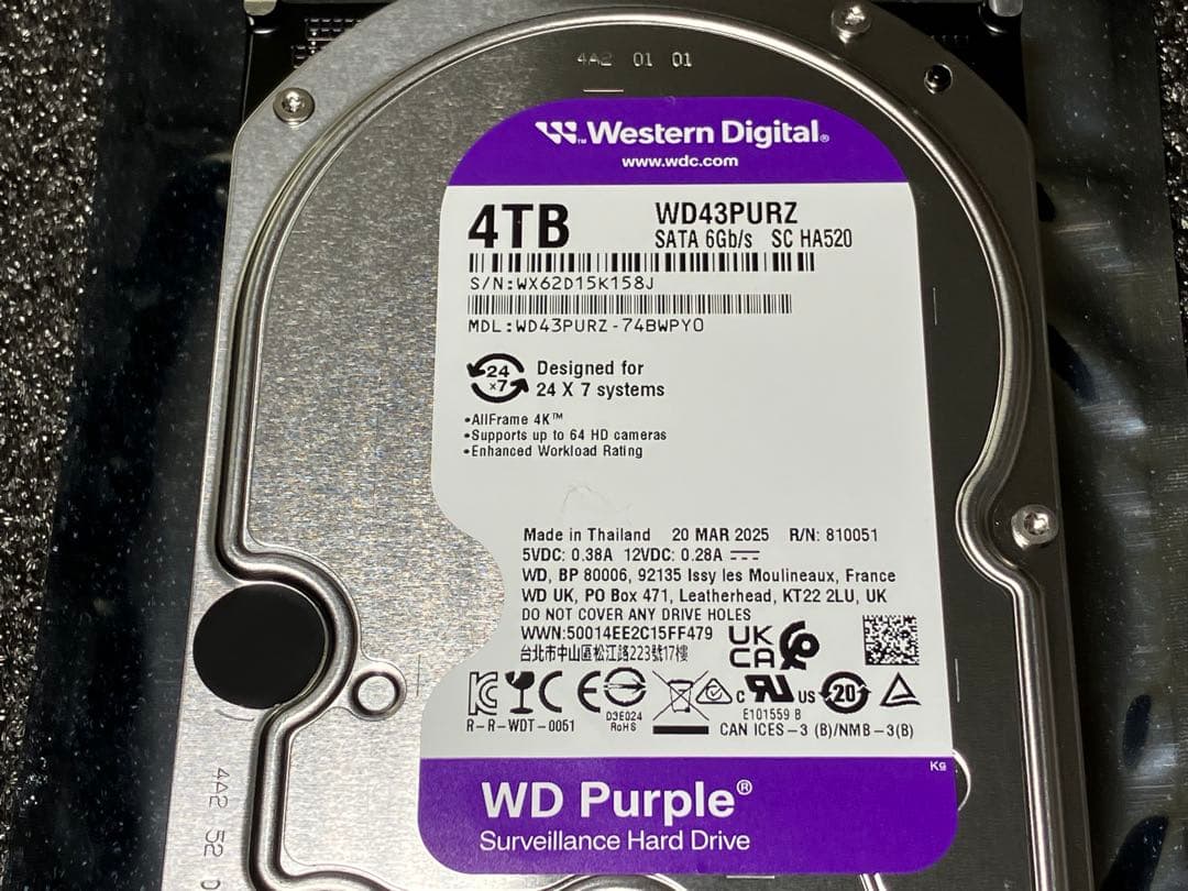 Western Digital 4TB パープル WD43PURZ HDD