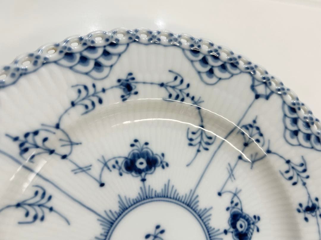 ロイヤルコペンハーゲン　ブルーフルーテッド　フルレース　プレート　ペア　2枚