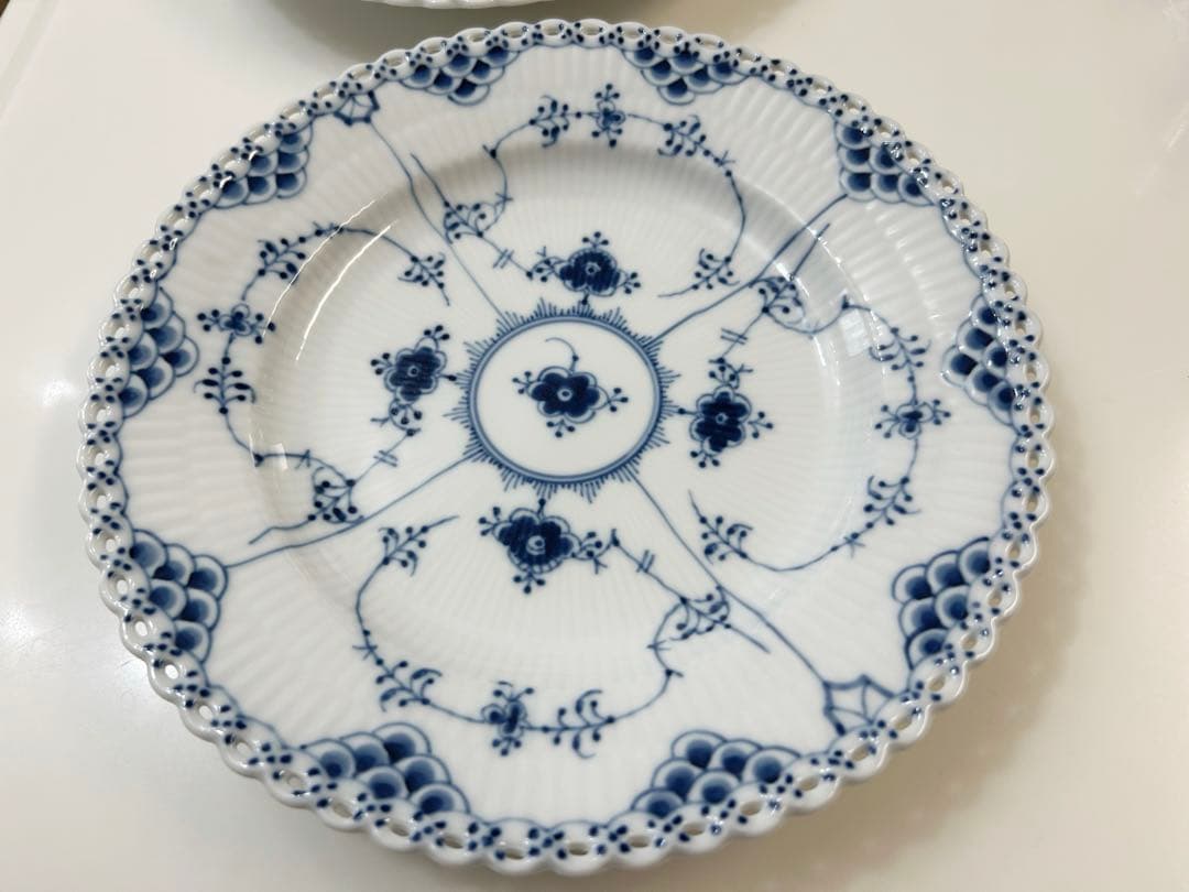 ロイヤルコペンハーゲン　ブルーフルーテッド　フルレース　プレート　ペア　2枚