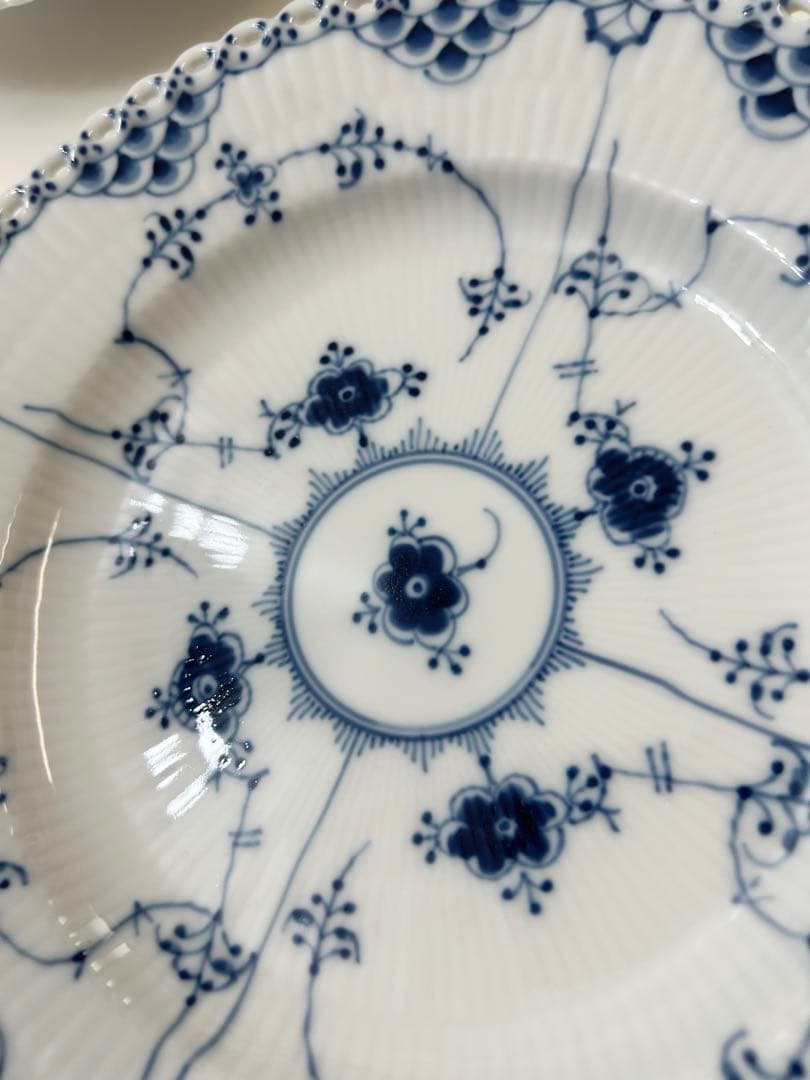 ロイヤルコペンハーゲン　ブルーフルーテッド　フルレース　プレート　ペア　2枚