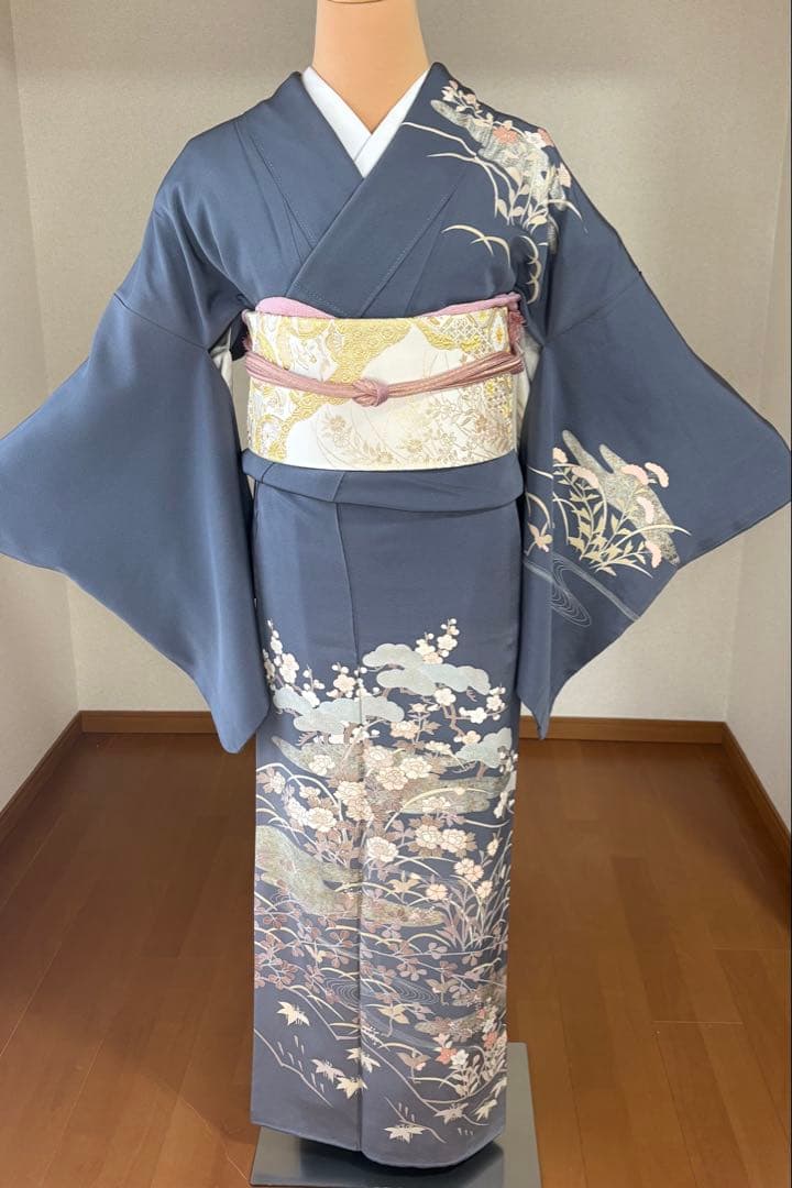 専用3000円引4点フルセット　正絹訪問着　袋帯　帯揚げ　帯締め袋帯リバーシブル