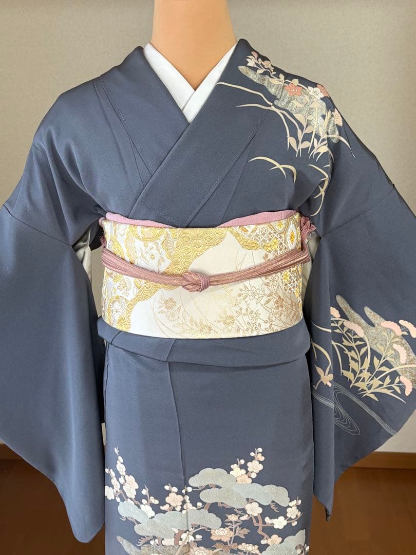 専用3000円引4点フルセット　正絹訪問着　袋帯　帯揚げ　帯締め袋帯リバーシブル