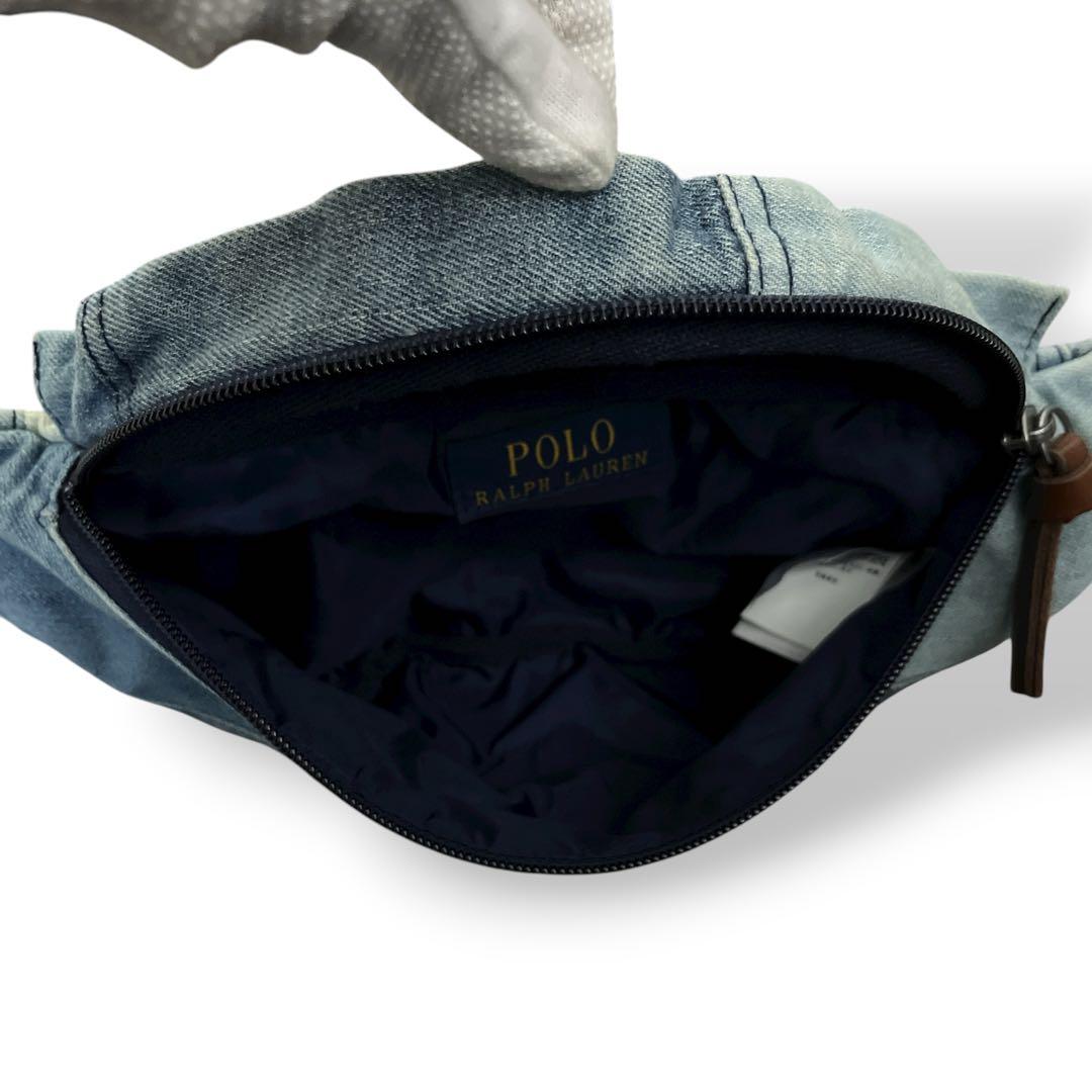 美品　ポロラルフローレン　ボディバッグ　デニム　パッチワーク　ウエストポーチ　青