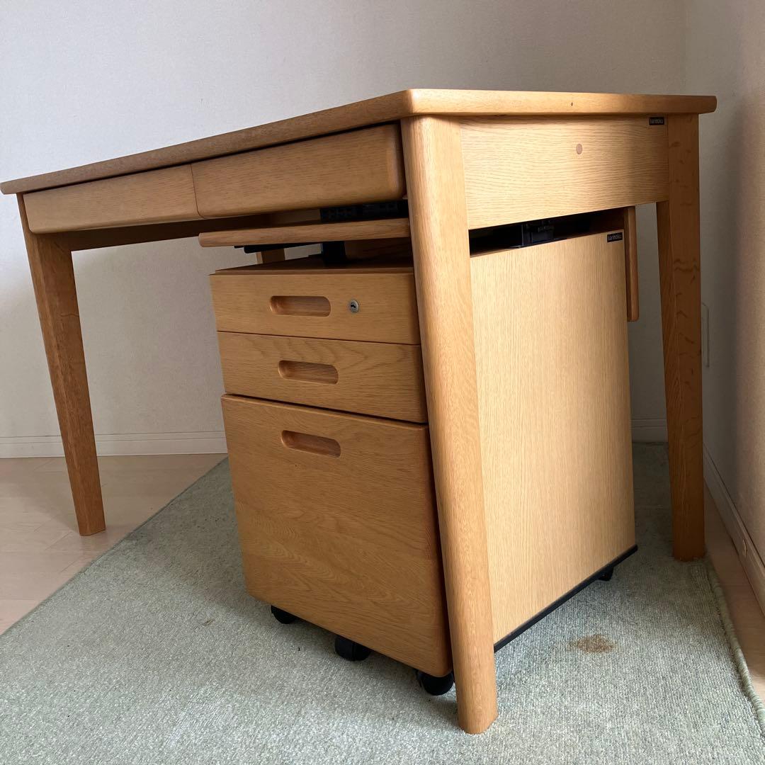 カリモク　学習机①机のみ『①と②ワゴン引き出し2点セット』