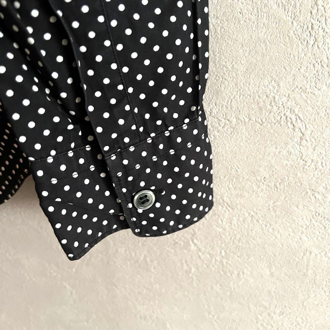 希少 08年製 ブラックコムデギャルソン ドット柄 丸襟 デザインシャツ