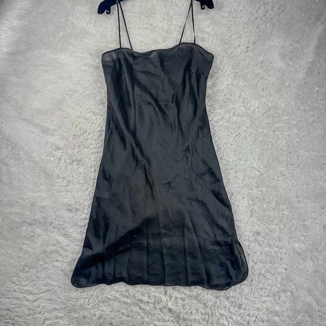 美品　エルメス　キャミソール　ゴルチエ期　シルク100% 絹　L 黒　ブラック