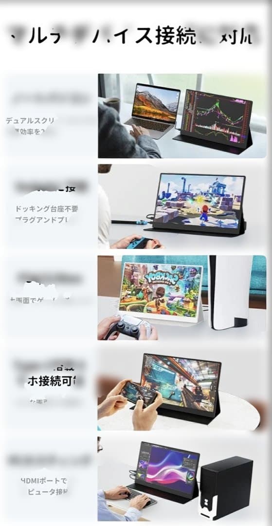 モバイルモニター 15.6インチ 1080PフルHD ディスプレイ　VESA対応