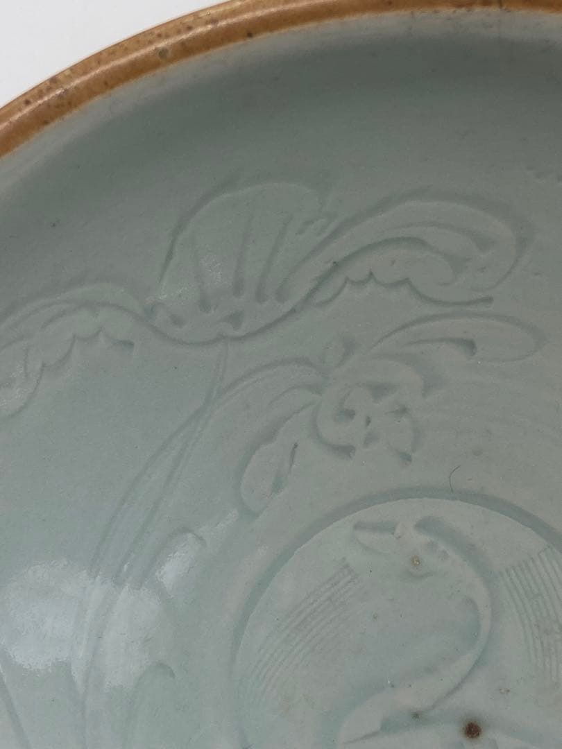 中国　青白磁畫花蓮池鴨紋碗　湖田窯　木箱入　送料込み0111