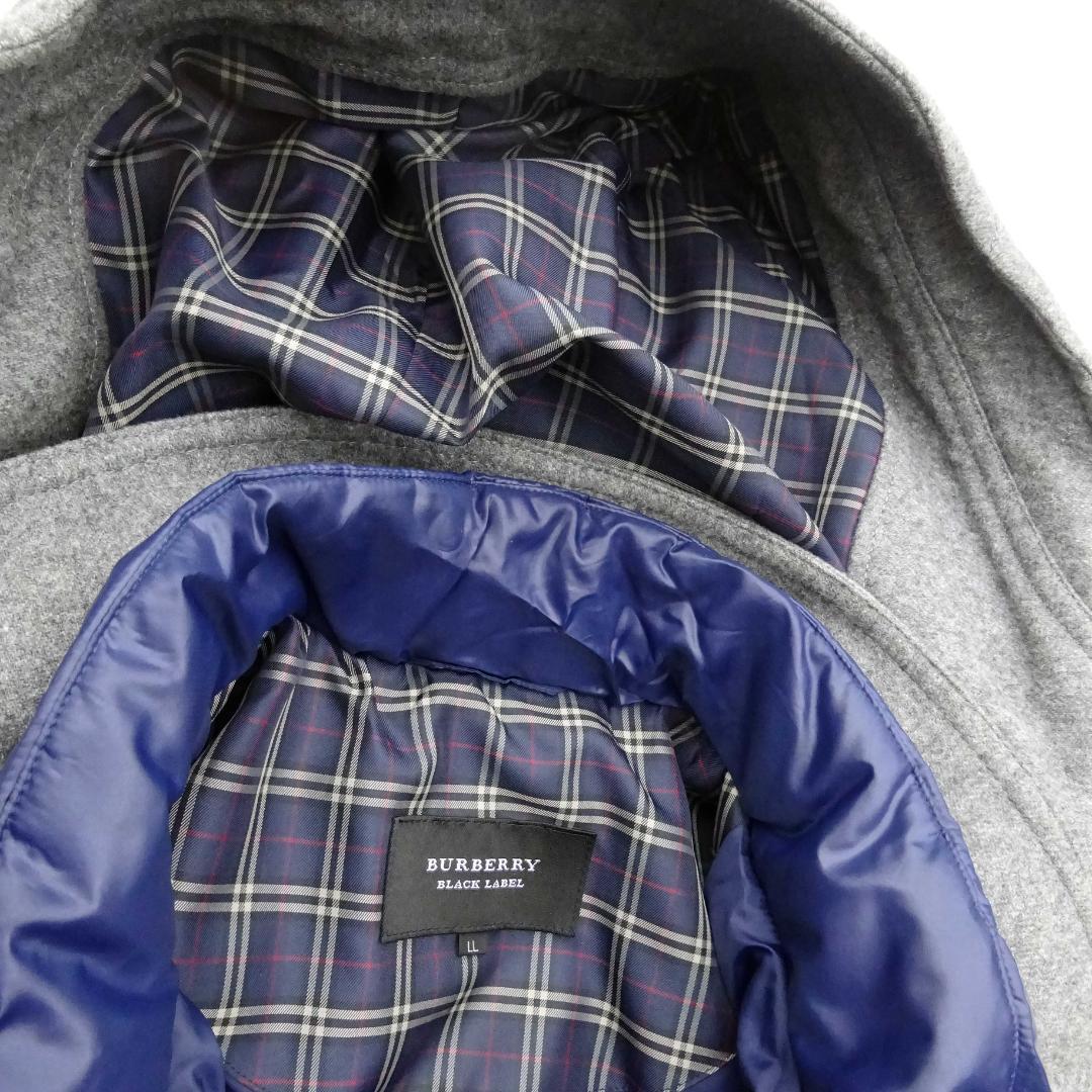 超美品バリーブラックレーベルライナー付きダウン系フードメルトン素材ジャケトLL