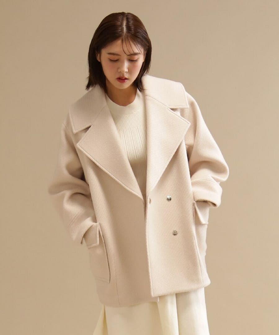 JILL by JILL STUART ホワイト ウール混合 ピーコート