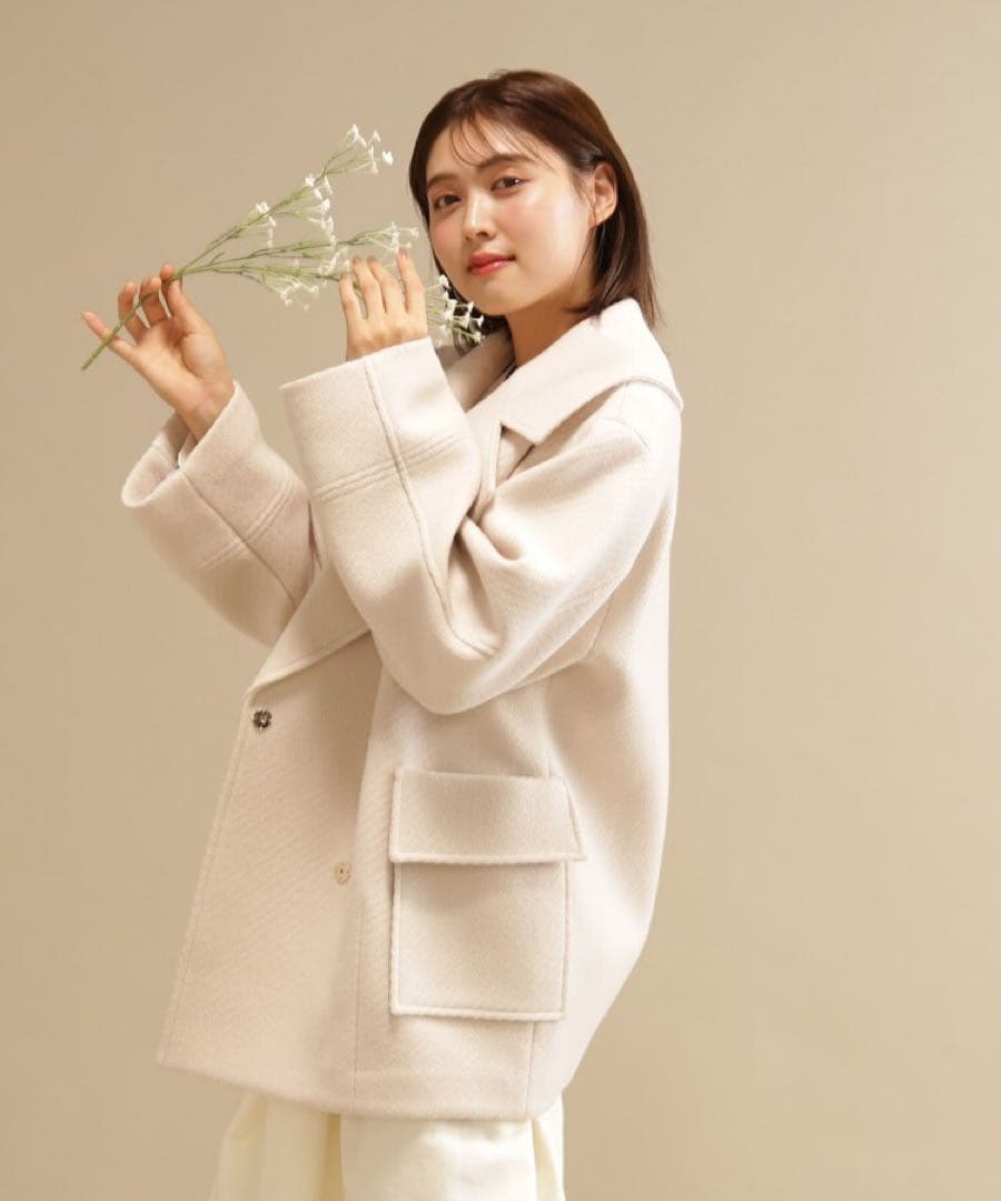 JILL by JILL STUART ホワイト ウール混合 ピーコート