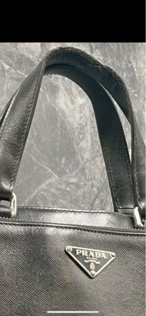 【良品】PRADA プラダ　ブリーフケース　サフィアーノレザー　ブラック　メンズ