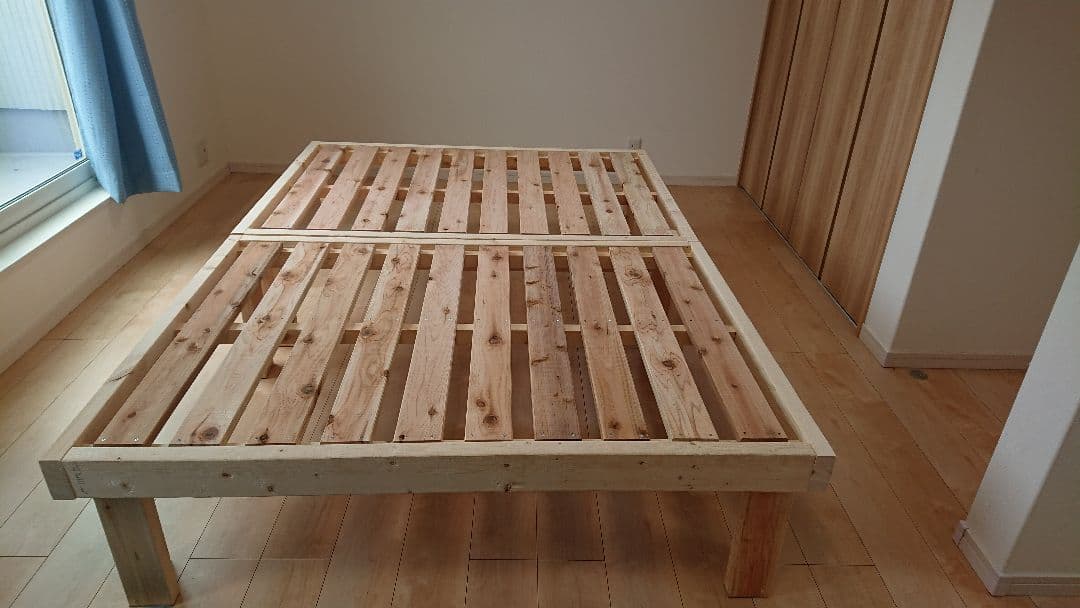 天然無垢材２分割ダブルベッドフレーム