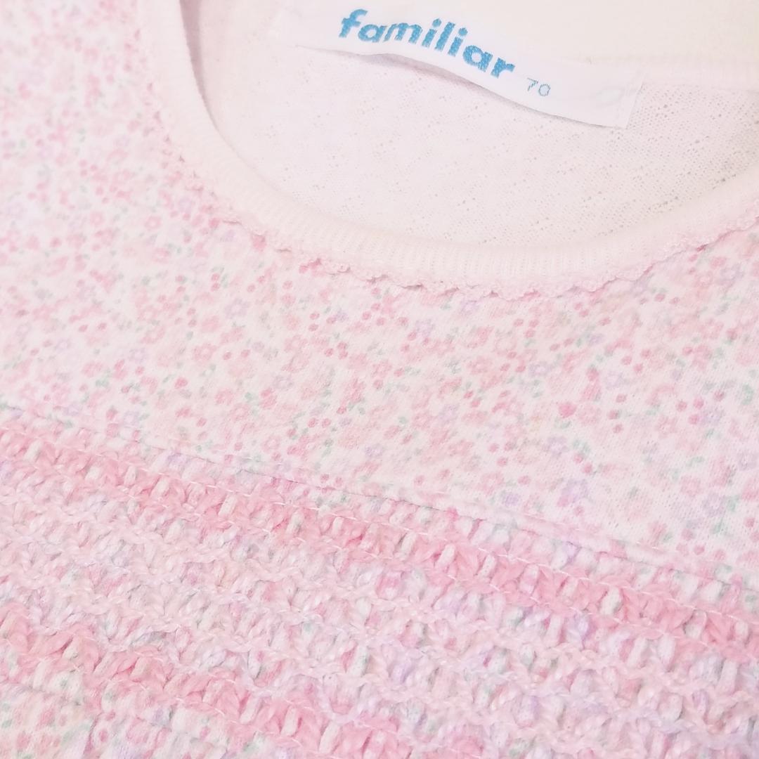 3600 3596【美品】 ファミリア ロンパース 70 長袖 ピンク 花柄