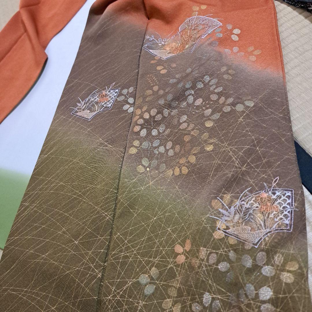 サンヒストリー　訪問着　+正絹長襦袢　スワトウ刺繍　裄64 肩身丈152