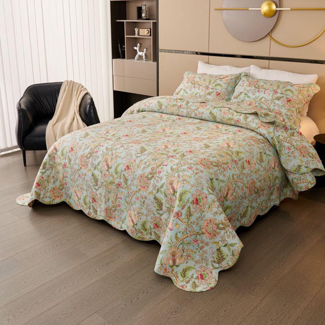 キルトベッドカバー3点セット綿マルチカバー キルティング MBHL02