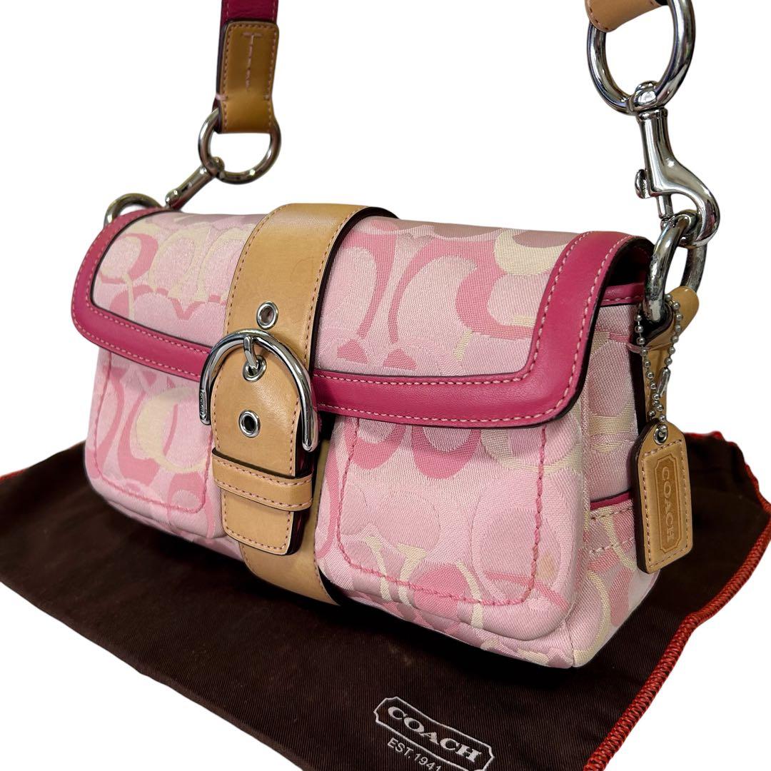 COACH ソーホー ショルダーバッグ シグネチャー キャンバス レザー 斜め掛
