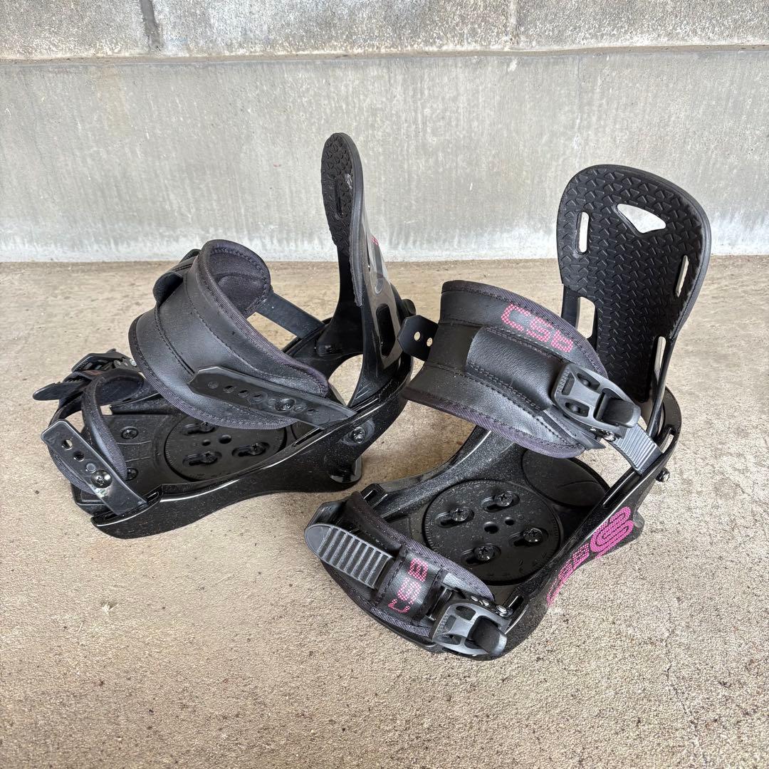 CSB スノーボード ビンディング サイズM ブラック×ピンク ディスク付 中古