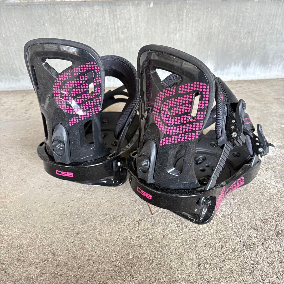 CSB スノーボード ビンディング サイズM ブラック×ピンク ディスク付 中古