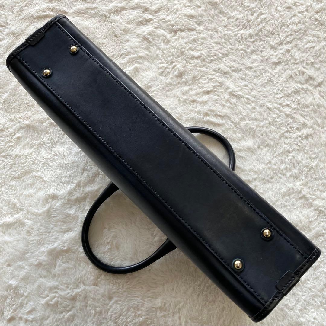 タケオキクチ 日本製 2way レザー ビジネスバッグ ブリーフケース ネイビー