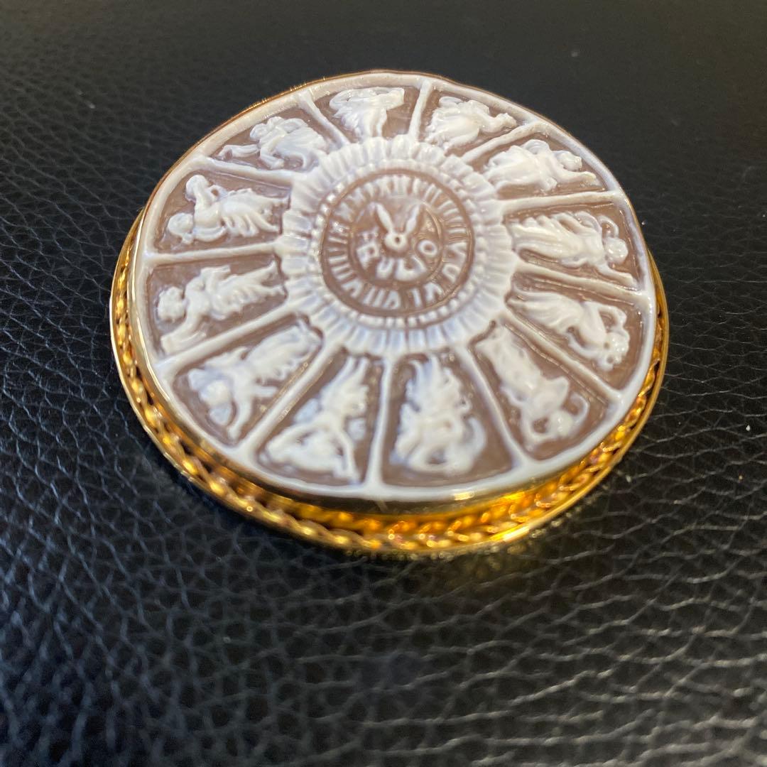 K18枠❤️カメオブローチ 十二星座 ヴィンテージ 一点物 貴金属 アンティーク