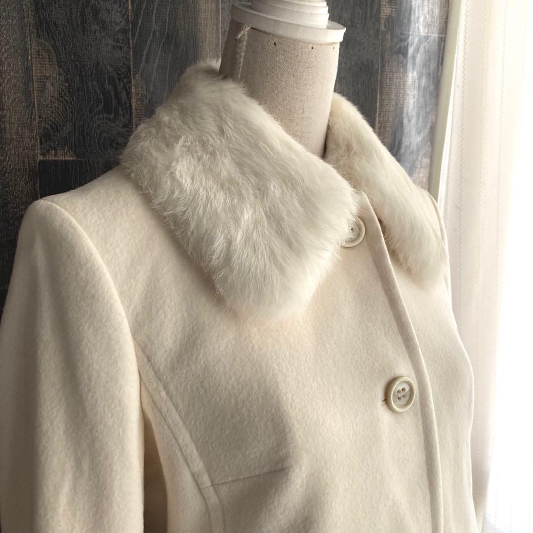 HUGO BOSS 美品 ジャケットコート ファー襟 ショート丈 オフホワイト