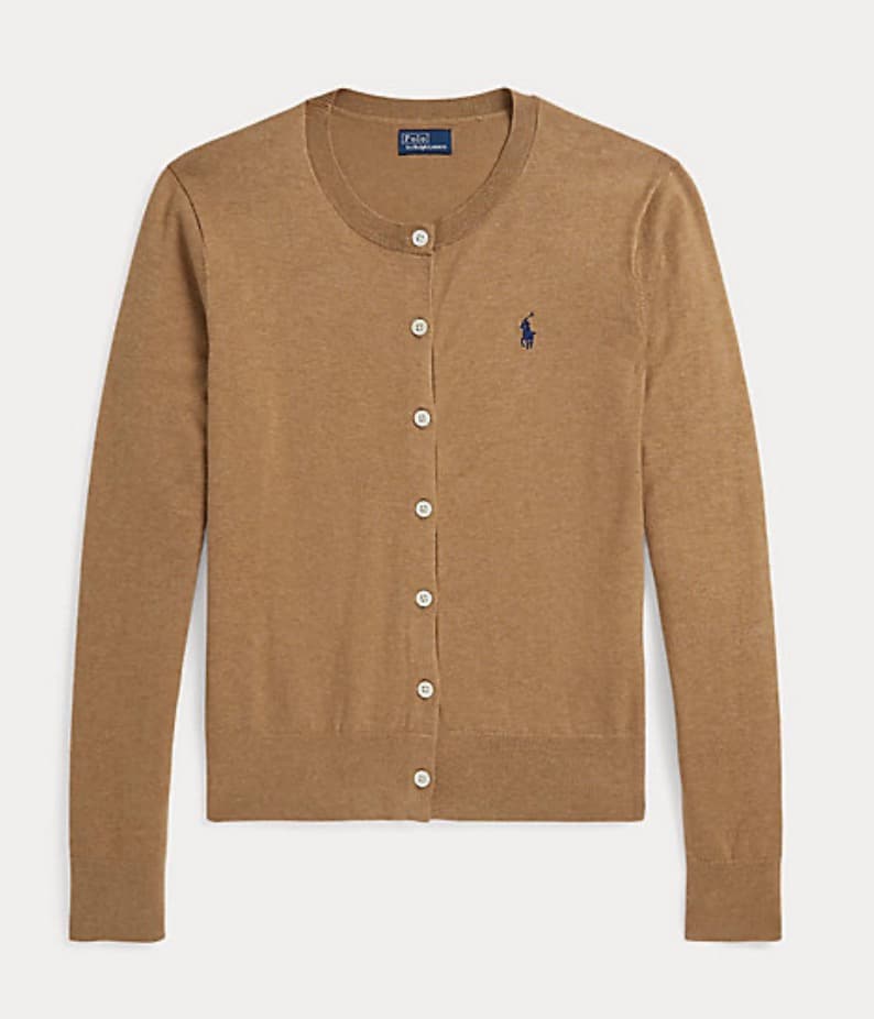 ポロラルフローレン　コットンクルーネックカーディガン キャメル サイズXS 新品