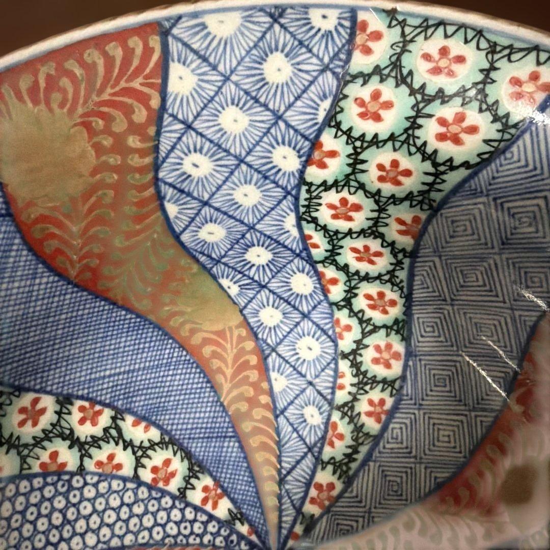 古美術　骨董品　江戸中期　菊割花地紋祥瑞五良大甫　造時代箱(元緑七年鑑定箱書)