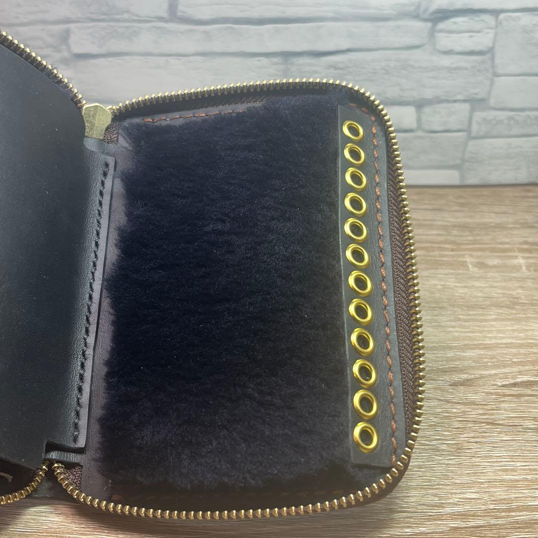 ルアーワレット　本革レザー　手染めアンティークキャメル　ハンドメイド　渓流